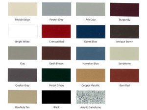 Metal Roof Colors at Ohio Valley Metal Roofing in Bridgeport, Ohio